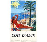 PostersAndCo ™ CôTE D'AZUR Plage Rpjn-Poster/Reproduction HQ 50x70cm d'une Affiche Vintage/Ancienne