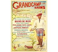 PostersAndCo ™ GRANDCAMP Les Bains Plage Rqdk-Poster/Reproduction HQ 50x70cm d'une Affiche Vintage/Ancienne