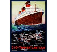 PostersAndCo ™ ILE DE France PAQUEBOT Rplc-Poster/Reproduction HQ 40x60cm d'une Affiche Vintage