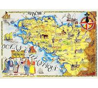 PostersAndCo ™ LA Bretagne Carte Rtqb-Poster HQ 70x100cm d'une Affiche Vintage