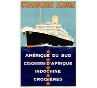 PostersAndCo ™ PAQUEBOT CHARGEURS RéUNIS Rmrs-Poster/Reproduction HQ 40x60cm d'une Affiche Vintage