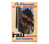 PostersAndCo ™ Train Le Rail Arrive SNCF Refd-Poster/Reproduction HQ 40x60cm d'une Affiche Vintage