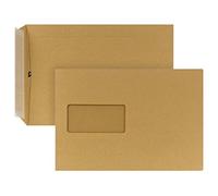 Posthorn Lot de 500 enveloppes d'expédition autocollantes avec fenêtre Marron Format C5 229 x 162 x 1 mm 90 g/m²