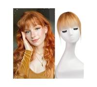 Postiche à clip de 6 pouces, 100% cheveux humains, frange aérienne for femmes, utilisation en cosplay Hair Extensions(Ginger)