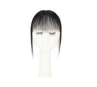 Postiche à clipser avec frange aérienne 4 x 6 cm, ligne de cheveux naturelle, for femmes, 10 g, frange légère, 25,4 cm Postiche Cheveux Femme(Jet Black)