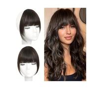 Postiche à frange aérienne de style français avec clips et favoris Cheveux humains raides for un usage quotidien et une coiffure sans traces Hair Extensions(Dark Brown)