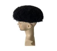 Postiche Afro Kinky Curly à Double Nœuds et Base en Dentelle Complète 20 x 25 cm for Hommes Noirs Hairline Fine(1#,6mm)