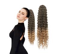 Postiche avec élastique Longue queue de cheval frisée Perruques 60cm Quotidienne fête Carnaval Ombre Perruques Brun & Blond