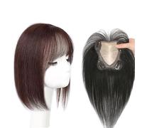 Postiche Avec Frange for Femme Postiches 100% Naturels Extensions De Cheveux 3D À 360° Toupet À Base De Soie 7 X 8 Cm Extensions De Cheveux 10/12 Pouces for Cheveux Clairsemés(Brown,25cm)