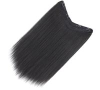 Postiche Capillaire V en Cheveux Lisses Naturels à Clips 60 CM | Fibre Haute Température, Noir, Usage Quotidien et Conférences, pour Femmes, Aspect