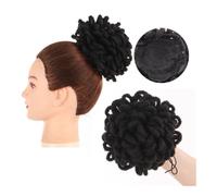 Postiche Cheveux Naturel Dreadlocks Chignon Afro Puff Cordon Queue de Cheval Chignon Faux Nu Locs Extensions de Cheveux Perruque(1B)