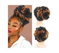 Postiche Cheveux Naturel Dreadlocks synthétiques Afro Puff Hair Chignon Faux Locs Clip In Drawstring Pony Tail Postiches Perruque(4-27-30)