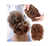 Postiche Cheveux Naturel Extension de chignon court et bouclé avec peignes, postiche épais en queue de cheval Perruque(Q1-30)