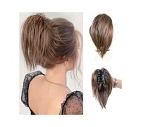 Postiche Cheveux Naturel Extensions de cheveux synthétiques lisses à chignon décoiffé, 30 cm Perruque(8-27)