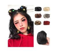 postiche cheveux naturel Extensions de cheveux synthétiques Space Buns à pinces, mini chouchous filet chignon(18H613)