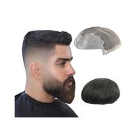 Postiche Cheveux Naturel pour Homme Système de remplacement de cheveux toupet for hommes, prothèse de cheveux humains, unités capillaires Mono combinées avec des morceaux de cheveux en PU derrière Tou