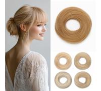 Postiche Chignon Cheveux Naturel Blond Miel 17g Petit Postiche Chignon Cheveux Naturel Humain Raides Chouchou Extension Updo Faux Chignons Elastique pour Femme, (#27)