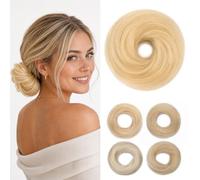 Postiche Chignon Cheveux Naturel Blond Platine Chaud 17g Petit Postiche Chignon Cheveux Naturel Humain Raides Chouchou Extension Updo Faux Chignons Elastique pour Femme, (#60)