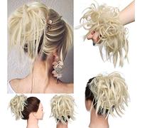 Postiche Chignon Cheveux Naturel Chignon Bouclé Chouchous Extensions de Cheveux Scrunchies Ondulés Tousled Updo Bun Extension Bleach Bleach