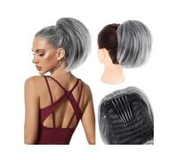 Postiche Chignon Chignon synthétique avec cordon élastique et queue de cheval courte, extension capillaire à clipser(1BTgrey)