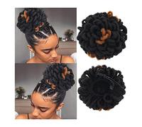 Postiche Chignon Dreadlocks synthétiques Chignon Afro Puff Cordon Queue de Cheval Cheveux, Chignon Locs Tresses Chignons Postiche Clip dans les Cheveux, Extensions for Femmes Noires Postiche Cheveux (