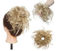 Postiche chignon ébouriffé et moelleux for femme, chouchou synthétique ondulé, queue de cheval, 45 g Ponytail Extension(Ash blonde)