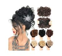 Postiche Chignon Extension de cheveux bouclés en chignon décoiffé, épais, peigne à clipser, queue cheval, chouchous for femmes(1b)