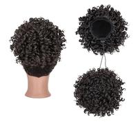 Postiche Chignon Extension de queue cheval élastique avec cordon serrage, chignon bouclé et moelleux, chouchous synthétiques(4A)