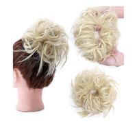 Postiche Chignon Synthétique Messy Hair Scrunchy Bun Extension de Cheveux Femme for Bandeau Donut Wrap Queue Cheval Look élégant chic(Bleach blonde)