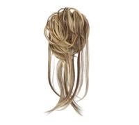 Postiche chouchou synthétique élastique bou hignon décoiffé noir blond marron naturel faux cheveux chignon bande updo donut for femme Ponytail Extension(Gold+Brown)