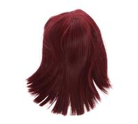 Postiche Courte Bob Rouge Vin, Fibre Synthétique, Frange Droite | Coupe aux Épaules, Séparation Centrale, Bonnet Respirant, Style Chic pour Scène et Cosplay