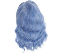 Postiche Courte Bou Bobo, Résistante à Chaleur Fibre Chimique | Coupe au Milieu, Couleur Bleue Voyante, pour Fête, Cosplay, Mascarade et Jeux de Rôle