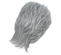 Postiche Courte Grise Argentée en Fibre Résistante, Légère | Bande Élastique Réglable, Filet Intégré, Oreilles Doublées Coton, pour Usage Quotidien et Scènes Thématiques
