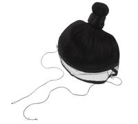 Postiche de Cosplay Hanfu pour Hommes, Chignon Noir Réglable | Fibre Synthétique, Look Traditionnel Ancien, Bonnet Ajustable Bandeau, pour Théâtre et Scènes Historiques
