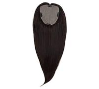 Postiche en cheveux humains européens vierges 12 cm x 13 cm avec 4 clips, base en soie, for femmes blanches(Brown,20 inch)