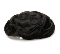 Postiche En Cheveux Humains Homme Système Remplacement For Peau Fine, Dentelle Suisse, Perruque For Hommes Hairline Fine(Black,7"X9")