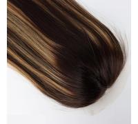 Postiche en cheveux naturels à base de soie avec dentelle frontale, mèches brunes blondes, 4/27, cheveux vierges en soie avec clips Postiche Cheveux Femme(12 inch)