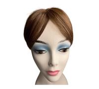 Postiche en cheveux naturels, petite frange courte à clipser, 18 cm, partie centrale, postiche lisse for cheveux clairsemés Hair Extensions(Brown)