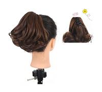 Postiche en Chignon Désordonné pour Femme Messy Bun Synthétique Courte Queue De Cheval Bouclée Femmes Extensions De Cheveux Queue De Cheval Naturelle Griffe Clip Noir Brun Perruque Cheveux Chignon Ext