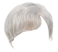 Postiche en Fiber synthétique d ' aspect naturel pour hommes, usage quotidien, perruques courtes gris argenté avec doublure en respirante, postiche pour hommes