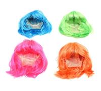 Postiche Fantaisie Bobo Courte Frange 4pcs Fibre Synthétique | Coiffe Respirante à Bande Élastique, Style Rétro 80s Disco, pour Parades et Changements Rapides