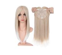 Postiche Femme 6x6 pouces cheveux Toppers avec frange for les femmes synthétiques haut postiches perruques Striaght Clip dans l'extension de cheveux Postiche Cheveux Femme(Ombre Brown Blonde,18inches)