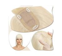 Postiche Femme Extension de cheveux à clips en soie 7 x 12,5 cm, extensions de cheveux for femme de 15,2 à 45,7 cm, vrais cheveux humains avec frange, 150% de densité, morceaux de cheveux raides Post