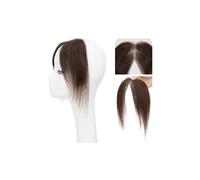 Postiche Femme Natural Human Hair Bangs Side Fringe for Women Middle Part False Bangs Clip-in Extensions Invisible Hairpieces Human Hair Topper Postiche Cheveux Femme(Brown)
