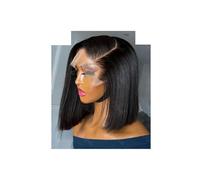 Postiche Femme Perruque Bob Lace Front Wig Remy naturelle lisse, cheveux courts et lisses, densité 180, pre-plucked, fermeture 5x5 Postiche Cheveux Femme(8inches)