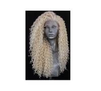 Postiche Femme Perruque synthétique bouclée avec bonnet en dentelle for femme et fille, sans colle, à porter au quotidien Postiche Cheveux Femme(Blonde Wig,18inch)