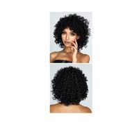 Postiche Femme Perruques synthétiques bouclées for femmes, perruques Afro courtes et crépues bouclées, cheveux de Cosplay sans colle Postiche Cheveux Femme(Jet Black)