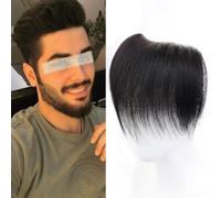 Postiche Frontal Pour Homme,Peau Fine En Pu,Postiche 100% Cheveux Humains, Extension De Cheveux Noirs Naturels Pour Remplacement De Perte De Ligne De Cheveux(BF159,3.5x15cm)