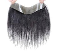 Postiche frontal pour hommes, toupet de ligne de cheveux sur le front noir naturel, cheveux humains vierges en forme de V, systèmes capillaires pour hommes pour la perte de cheveux(Black,1.5 * 16cm)