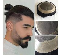 Postiche homme aspect naturel Perruque de cheveux for hommes Fine Mono vrais cheveux humains Remy hommes perruques prothèses capillaires unité système de remplacement de cheveux perruques for hommes P